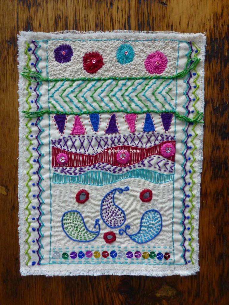 Fibre Art Journal Page - Stitches from India