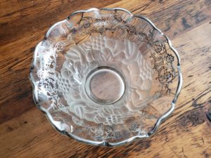 Silver Filigree Trimmed Glass Bowl