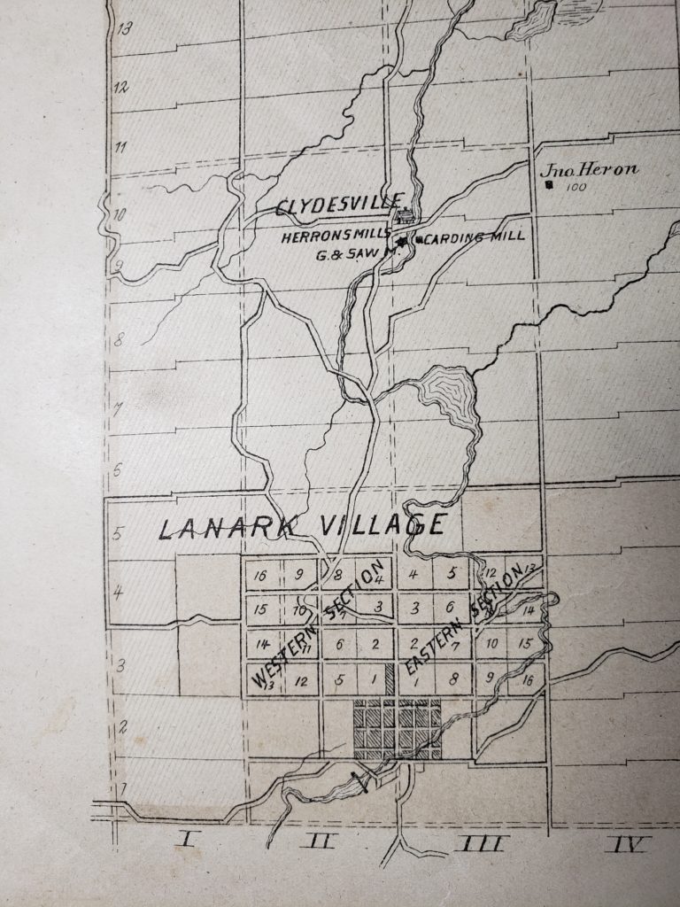 1881 Map of Properties Lanark Twp