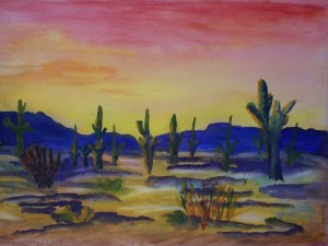 Arizona Sunset - Watercolour Sketch